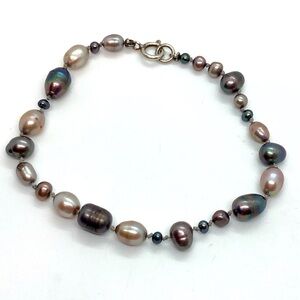 Sterling & Freshwater Pearl Multicolour Knotted Bracelet 925 Clasp | 7.8”